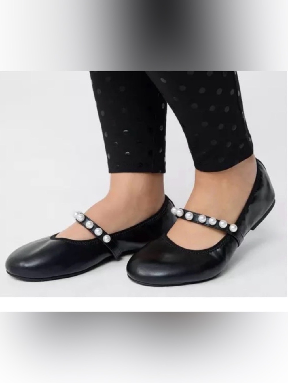 NEW Black Pearl-Embellished Mary Jane Flats